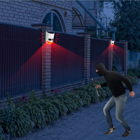 Alarma con Sensor de Movimiento Solar de 12 Sonidos, 6 LED Rojos Intermitentes, 4 Modos, Sirena de Seguridad para Exteriores, Detector Antirrobo para Granja y Hogar