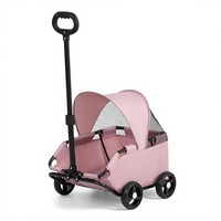Poussette pliable légère en acier au carbone pour animaux de compagnie, chariot pour chien et chat avec auvent, quatre roues, toutes saisons, transporteur de voyage extérieur avec fermeture éclair