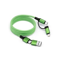 Cable de Datos Magnético 4 en 1 con Logotipo Láser, Cable Trenzado de Carga Rápida 3A 60W, USB-A Tipo-C para Accesorios de iPhone