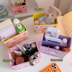Pronto per la spedizione scatola portaoggetti da tavolo per dormitorio scelta per ragazza in pelle PU pieghevole articoli vari smistamento cestino organizer per cartoni animati - Product Image 3