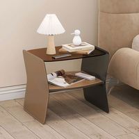 Table de chevet suspendue en cuir italien minimaliste avec plateau en verre trempé, design flottant de luxe