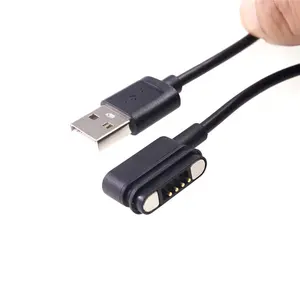 90 درجة USB الذكور الربيع تحميل Pogopin مستقيم الإناث PCB قوة قوية 500G 12V 3A موصل بأسنان بوغو 4 دبوس كابل مغناطيسي