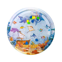 Alfombra de Juego Acuática Redonda de PVC Inflable con Diseño de Dibujos Animados para Perros y Gatos, Fácil de Guardar, Juguete para Exteriores con Diseño de Lunares