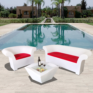 Set Divano <span class=keywords><strong>da</strong></span> <span class=keywords><strong>Giardino</strong></span> Illuminato a LED, <span class=keywords><strong>Poltrona</strong></span> Moderna Impermeabile, Divano in Plastica Resistente ai Raggi UV per Spiaggia - Product Image 5