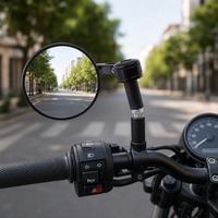Rétroviseur de moto HD Premium, rétroviseur avant universel, style universel, filetage 10 mm, alliage d'aluminium, finition noire, garantie 12 mois, universel