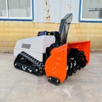 Souffleuse à neige tout-terrain à chenilles télécommandée avec balayeuse, moteur hybride essence 15HP certifié EPA, usage industriel professionnel