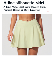 Shorts de sport personnalisés en gros pour le yoga, avec logo sur mesure, séchage rapide, sexy, taille en V, jupe de tennis, 78% nylon 22% élasthanne