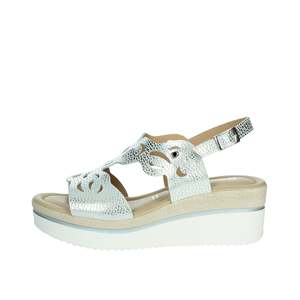 Sandalo Donna Serena con Zeppa Platino 195218DP Stile Platform Calzatura Estiva - Product Image 1