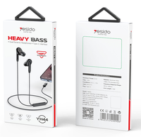 YH44 Yesido Earphone In-ear desain ergonomis, headphone berkabel Tipe C dinamis ganda