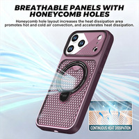 Étui de protection antichoc 2 en 1 en TPU PC avec dos ventilé en nid d'abeille 360° °   Support rotatif avec anneau et protection intégrale pour iPhone 18 17 16 Pro Max