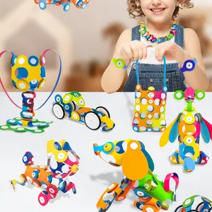 Rainbow magnetic piece toy puzzle early education DIY Mosaic 3D soft magnetic building blocks set