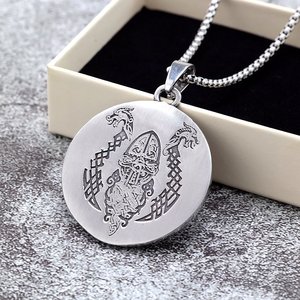 Collar con Colgante Nórdico Retro de Acero Inoxidable para Hombre, Medalla Vikinga Náutica de Doble Cara, Joyería de Regalo, Accesorio de Moda - Product Image 3