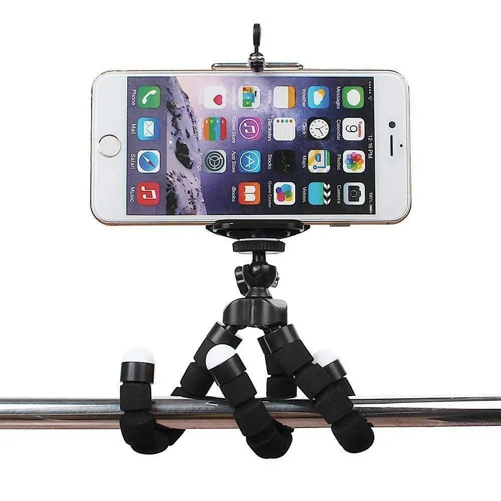 ZTX Universal Desktop Selfie 360 Degree Rotating Sponge Tripod Mount Stand Bracket Phone Clip Holder for Mobile Phone Smartphone