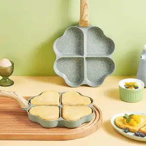 健康不粘鸡蛋煎锅套装四孔铝煎饼煎蛋卷炒锅用于家庭早餐烹饪