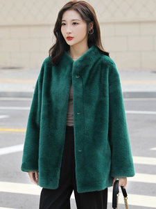 Nuova Giacca Invernale in Ecopelliccia da <span class=keywords><strong>Donna</strong></span>, Elegante Cappotto in Finta Pelliccia di Visone con Collo Alto, Morbido e Caldo, Taglie Grandi - Product Image 2