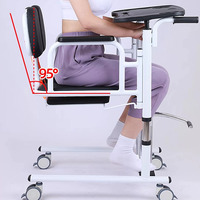 Chaise de transfert manuelle multifonctionnelle pour patients handicapés avec salle de bain, chaise mobile hydraulique réglable