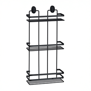 ชั้นวางของติดผนัง 3 ชั้น สีดำ 50 ซม. ชั้นวางโลหะสำหรับห้องน้ำห้องครัว - Product Image 3