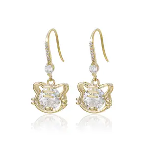 YMearring-1133 xuping jewelry Zoo Series Forest King Cute Domineering Tiger Diamond 14K Gold Plated Earrings