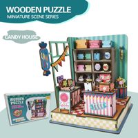 Kits de maisons miniatures DIY, puzzle en bois 3D, maison de bonbons rurale, modèle artisanal à assembler, cadeau pour les amateurs de bricolage