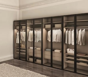 Organiseur de vêtements sur mesure pour armoire, laque imitation bois, stratifié mélaminé, meuble de chambre à coucher avec éclairage LED - Product Image 6