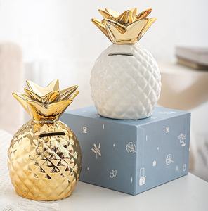 Hucha de Cerámica Ecológica, Única y Divertida, Estilo Nórdico, Decoración para el Hogar, Hucha de Cerámica con Forma de Piña Dorada, Caja de <span class=keywords><strong>Dinero</strong></span> de Porcelana, Regalo - Product Image 1