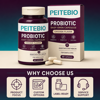 Capsules probiotiques PEITEBIO pour chiens et chats avec probiotiques, prébiotiques, enzymes, saveur poulet, soutien digestif, 60 capsules