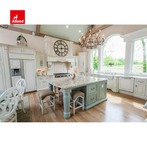 Armadietto da <span class=keywords><strong>cucina</strong></span> in legno massello con ripiano in marmo in stile Country americano retrò intagliato e incorniciato - Product Image 1