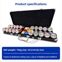Nouvel ensemble de 500 jetons de poker en céramique de 10g et 43mm avec étui en aluminium noir et argenté, jetons dédiés pour Texas Hold'em et jeux de cartes