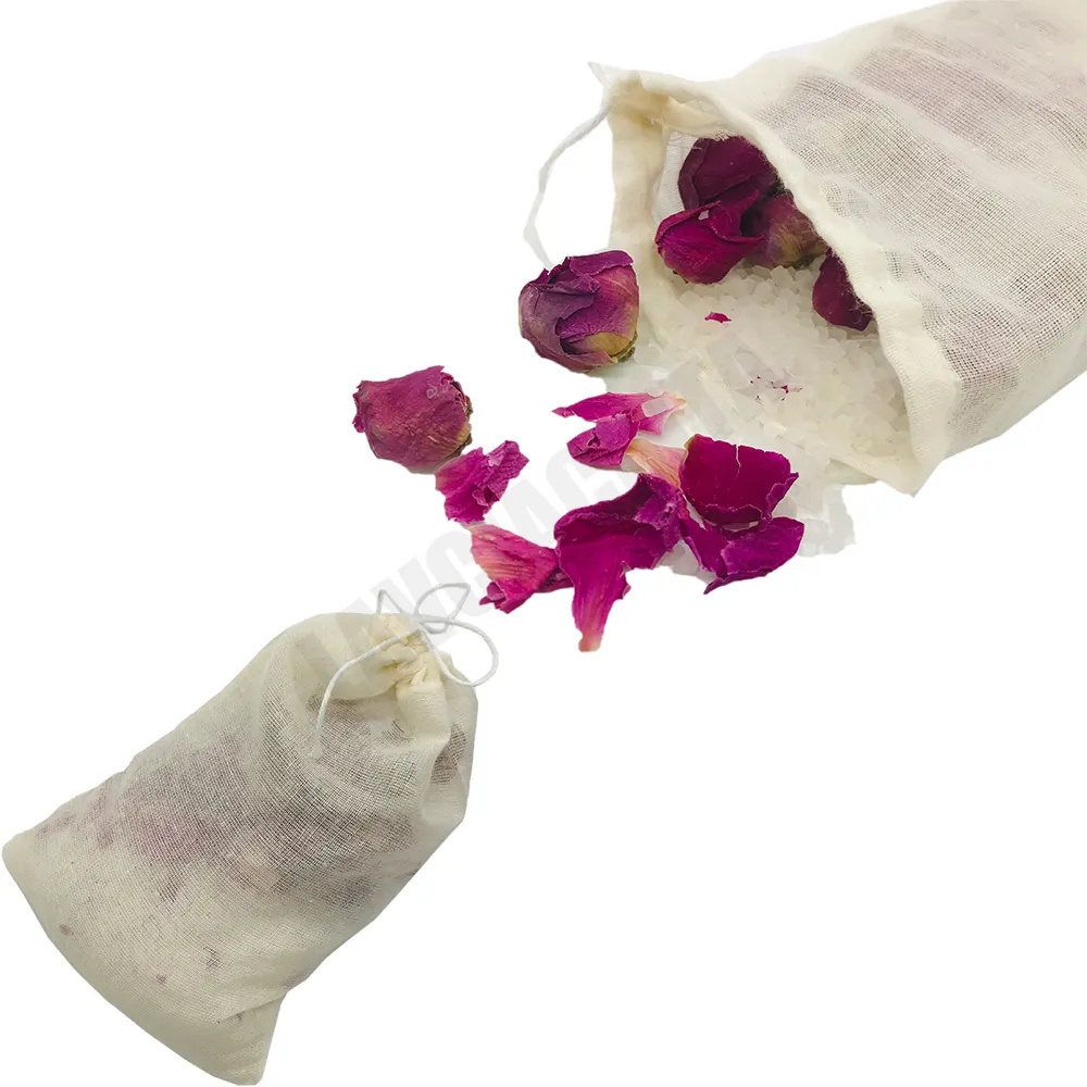 クロスバッグソーキングティーリアル牡丹の花びらナチュラルバスティーシーソルトスパボディソークバスソルト