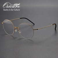 Gafas de Metal Redondas de la Marca Lunette, Modelo Bestseller, Montura de Titanio de Tamaño Mediano para Hombre, Diseño de Marca