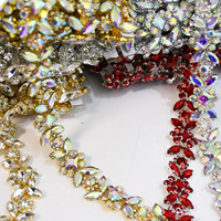 Applique florale en strass de verre à coudre pour robes de soirée, sacs, chaussures, chaîne décorative