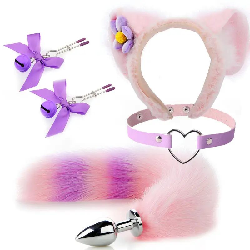 Fox Tail Aanel Plug Butt for Women Cosplay Butt Plug Tail Anal Toys Plug Set Training Tail Cosplay Game Set