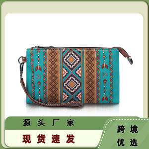 Sac à main long géométrique style bohème pour femme, collection transfrontalière 2026, portefeuille vintage européen et américain avec fermeture éclair antivol pour le travail et les trajets quotidiens - Product Image 2