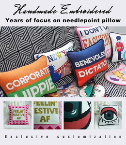 Bộ dụng cụ làm gối thêu chữ vui nhộn, họa tiết hoa, trang trí nhà cửa - Product Image 4