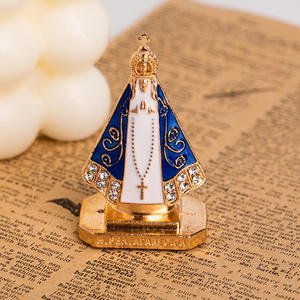 Mecrt Vergoldete Metall-Anstecknadel 5cm X 3cm Unsere Liebe Frau von Aparecida Tischdekoration für Ostern und Weihnachten - Product Image 5