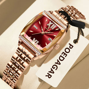 Montres pour femmes Poedagar 795 Luxury Diamond Rectangle, étanches, lumineuses, bracelet en acier inoxydable, montre à quartz - Product Image 1