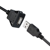 Câble d'extension USB 2.0 mâle vers femelle à port unique pour voiture, bateau, moto, à montage encastré sur panneau carré