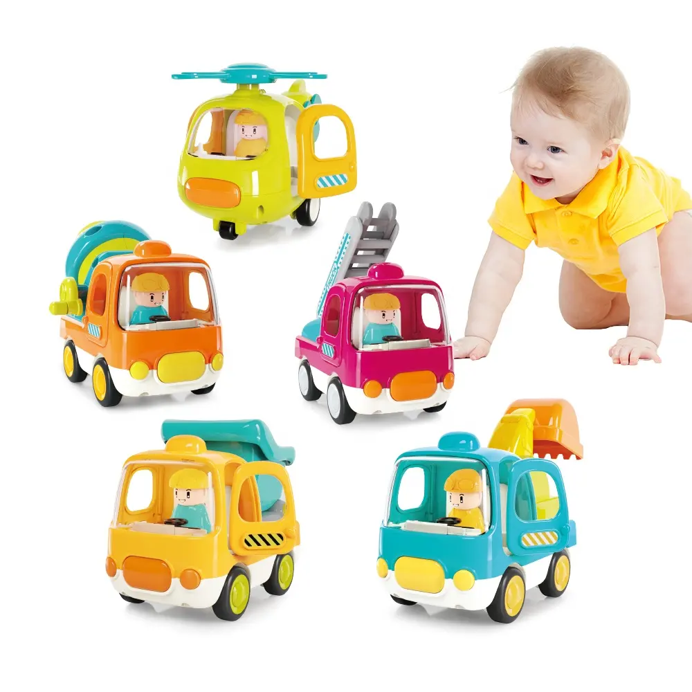 Toddler plastic truck trailers toys engineering diecast model car construction friction toy vehicles with light and music