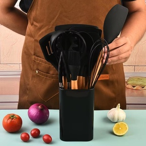 Wholesale <b>Silicone</b> Kitchen Cooking Utensil Set Spatula Shovel Cooking <b>Tools</b> Kitchen Utensils With Block - Product Image 4