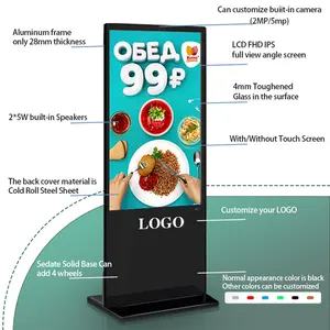 Kiosque à Panneau Intelligent avec Écran Totem Led/Lcd pour Restaurant, Écran de Publicité Numérique, 98, 86, 75 Pouces, 4k