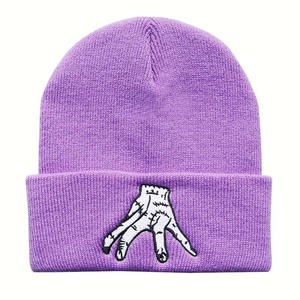 Bonnet tricoté Wednesday <span class=keywords><strong>Addams</strong></span>, nouveau chapeau d'hiver unisexe chaud et tendance inspiré de <span class=keywords><strong>la</strong></span> <span class=keywords><strong>série</strong></span> télévisée « Wednesday » - Product Image 4