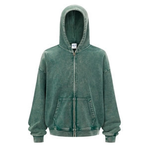 Wholesale <strong>Blank</strong> Men's Zip up Cropped <strong>Boxy</strong> <strong>Hoodie</strong> Custom Logo Puff Printing With Oversize Zipper Hoodies Unisex - Product Image 5