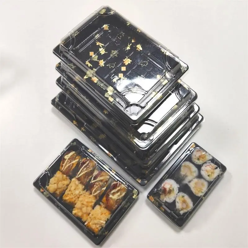 Nampan Sushi Persegi Panjang Menyajikan Bento Kemasan Takeout Baki Sushi Sekali Pakai