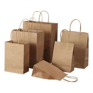 Making Various Colors Kraft <b>Paper</b> Bag Wholesale Food Packing Bag with Handle - Product Image 4