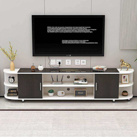 Ensemble meuble TV et table basse bicolore avec rangement, noir et blanc, mobilier de salon pour importateurs