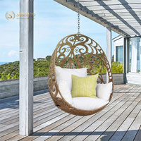 Balcon cour meubles de jardin paresseux tissé à la main extérieur en forme d'oeuf extérieur patio balançoire avec support