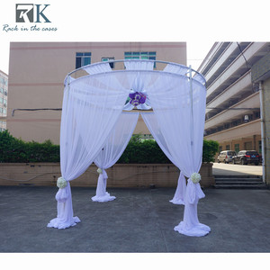 Kit de soporte de fondo redondo de aluminio para mandap de boda, con doble círculo de tubos y cortinas para diseños - Product Image 4