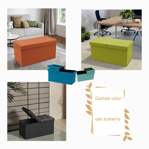 Canapé moderne de salon, <span class=keywords><strong>tabouret</strong></span> pouf en cuir noir personnalisé, siège rembourré rembourré avec rangement pliable pour chambre <span class=keywords><strong>à</strong></span> coucher, fabriqué en usine - Product Image 2