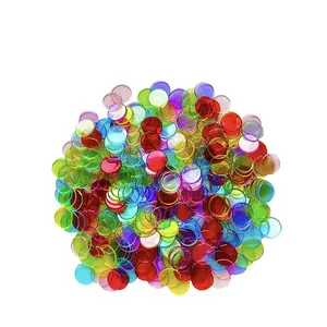 600 Pieces 3/4 Inch Transparent 8 Color Bingo Counting Chips Plastic Markers Bingo Chips