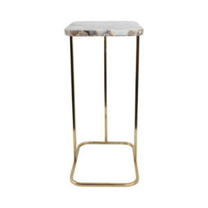 Tavolino Moderno in Metallo a Forma di C con Piano in Agata per Arredamento Camera da Letto o Soggiorno - Product Image 3